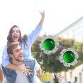 wholesale 925 Sterling Silver Green Moss Agate Stud Earrings-0-11