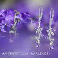 wholesale 925 Sterling Silver Purple Crystal Drop Earrings with Floral Design-0-5