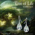 wholesale 925 Sterling Silver & Abalone Shell Tree of Life Teardrop Dangle Earrings for Women-0-1