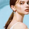 wholesale 925 Sterling Silver Horse Head Drop Earrings Wholesale With Blue Crystal-0-2