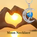 TOUPOP Sterling Silver Topaz Moon Star Pendant Necklace-0-2