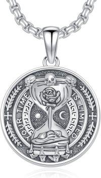 wholesale 925 Sterling Silver Rose Skulls Pendant Necklaces for Men Women Stoic Virtue s-Silver