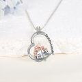 wholesale 925 Sterling Silver Heart Pendant with Cats and Elephant Charm Necklace for Women Girls-0-2