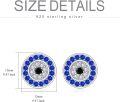wholesale 925 Sterling Silver Blue Evil Eye Stud Hoop Earrings with Cubic Zirconia and Circle Design for Women Girls - Spiritual s-0-3