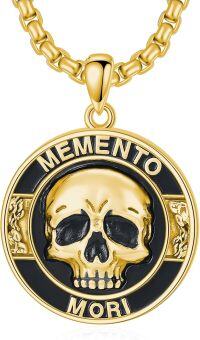 wholesale Gold-Plated 925 Sterling Silver  Gothic Skull Memento Mori Pendant Necklace for Men & Women-Gold