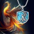 wholesale 925 Sterling Silver Phoenix Turquoise Shield Necklace for Women and Men-0-4