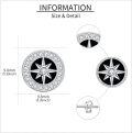 wholesale 925 Sterling Silver Compass Stud Earrings with Black and White Elements for Men-0-2
