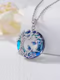 TOUPOP Sterling Silver Crystal Tree Of Life Hummingbird Dragonfly Necklace-0-3