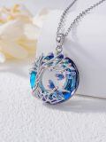 TOUPOP Sterling Silver Crystal Tree Of Life Hummingbird Dragonfly Necklace-0-3