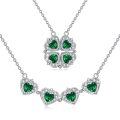 wholesale 925 Sterling Silver Four Leaf Clover Necklace With Green Hearts-0-0