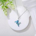 wholesale 925 Sterling Silver Blue Topaz & Emerald Heart Cockatiel Bird Charm Pendant Necklace-0-4