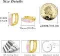 wholesale 925 Sterling Silver Pink Opal Huggie Hoop Earrings with Yellow Gold Tone for Women-0-4