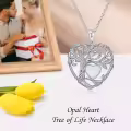 TOUPOP Sterling Silver Opal Tree Of Life Pendant Necklace-0-3