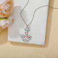 wholesale 925 Sterling Silver Anchor Flower Pendant Necklace with Cubic Zirconias and Gemstones for Women Gifts-0-1