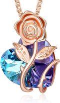 wholesale 925 Sterling Silver Blue & Purple Austrian Crystal Rose Pendant Necklaces for Women Gifts-0-0