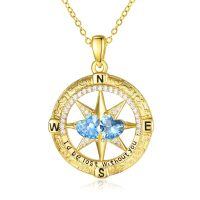 wholesale 925 Sterling Silver Compass Pendant with Birthstones for Women-03-12-Mar-Dec