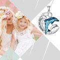 wholesale 925 Sterling Silver Blue Crystal Dolphins Pendant Necklace Gifts for Women Girls Mom Girlfriend-0-5
