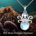 wholesale 925 Sterling Silver Octopus Pendant with Moonstone Necklaces for Women and Girls s 48cm Chain Length-0-4