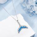 wholesale 925 Sterling Silver Whale Tail Blue Opal Pendant Necklace Ocean s for Her-0-1