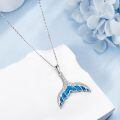 wholesale 925 Sterling Silver Whale Tail Blue Opal Pendant Necklace Ocean s for Her-0-1