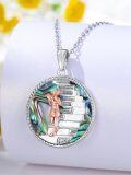 wholesale 925 Sterling Silver Round Abalone Shell Girl Reading Books Pendant Necklace for Women-0-2