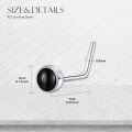 wholesale 925 Sterling Silver 3mm Black Onyx L-Shaped Nose Studs for Women - 2pcs Nose Ring Piercing Jewelry-0-3