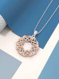 wholesale 925 Sterling Silver Celtic Knot Cubic Zirconia Accent Flower Pendant Necklace for Women Gifts-0-5