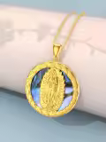 TOUPOP Sterling Silver Abalone Shell Virgin Mary Protection Necklace Gift-0-4