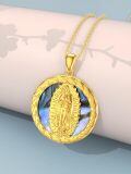 TOUPOP Sterling Silver Abalone Shell Virgin Mary Protection Necklace Gift-0-4