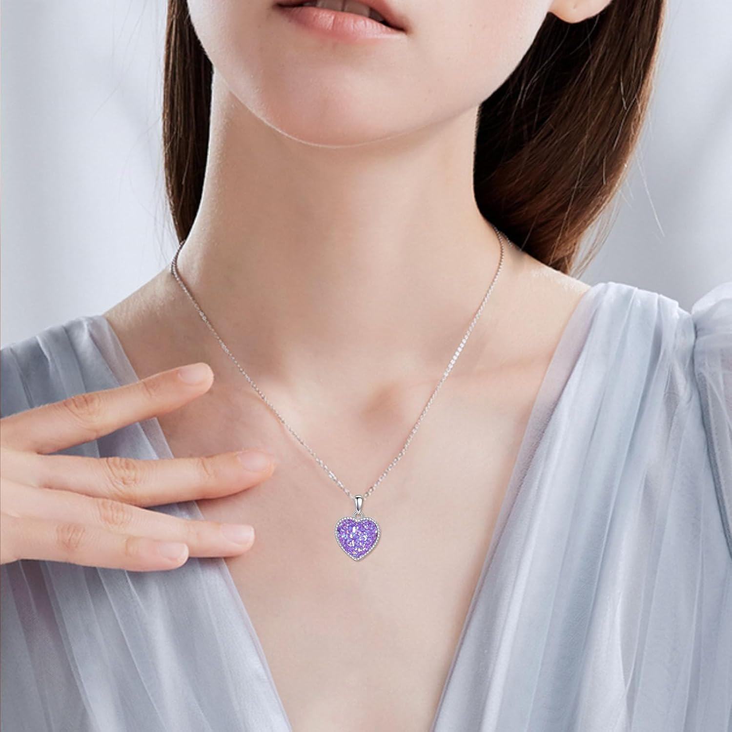 Sterling Silver Heart Pendant Necklace Love Jewelry Gift for Women-0-2