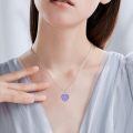 wholesale 925 Sterling Silver Heart Pendant Necklace Platinum Plated Iridescent Rainbow Crystal Beaded Edge-0-11