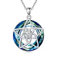 TOUPOP Sterling Silver Crystal Pentagram Star Necklace Gift For Women-undefined