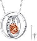 wholesale 925 Sterling Silver Rose Flower Cremation Jewelry Urn Pendant Necklace with Funnel and Fill Tool for Ashes Keepsake Memorial Gifts for Women-0-0
