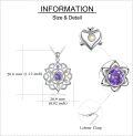 wholesale 925 Sterling Silver Purple Amethyst Lotus Pendant Necklaces Yoga Meditation Jewelry for Women-0-3