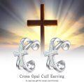 wholesale 925 Sterling Silver Opal Cross Ear Cuff Non-Pierced Cartilage Clip-On Helix Jewelry-0-5