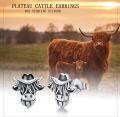 wholesale 925 Sterling Silver Cow Head Cowboy Hat Stud Earrings for Women Girls  48x36mm-0-6