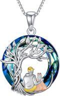 wholesale 925 Sterling Silver 925 Blue Crystal Family Tree Necklace - Mother's Day Gift-0-0