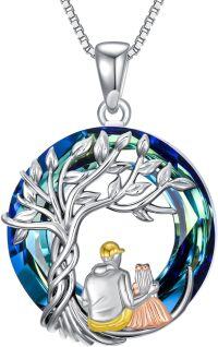wholesale 925 Sterling Silver 925 Blue Crystal Family Tree Necklace - Mother's Day Gift-Dad&1 Daughter-A