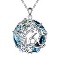 wholesale 925 Sterling Silver Blue Crystal Tree of Life Pendant Necklace for Women and Men-60th
