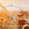 wholesale 925 Sterling Silver Teardrop Abalone Shell Flower Charm Layered Ankle Bracelet-0-1