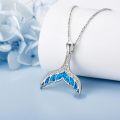 wholesale 925 Sterling Silver Whale Tail Blue Opal Pendant Necklace Ocean s for Her-0-2
