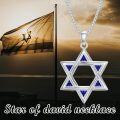 wholesale 925 Sterling Silver Star of David Blue Stone Pendant Necklace 24 Chain-0-1