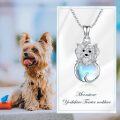 wholesale 925 Sterling Silver Moonstone Yorkshire Terrier Pendant Necklace for Women - Memorial-0-4