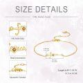 wholesale 14k Gold Foour Heart Charm Bracelet With Red Enamel Detail And Adjustable Chain-0-3