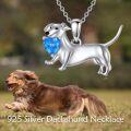 wholesale 925 Sterling Silver Dachshund Heart Blue Crystal Pendant Necklace for Women Gifts-0-2