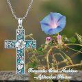 wholesale  Sterling Silver Turquoise Cross Necklace with Birth Flower Pendant -0-53