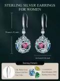 TOUPOP Sterling Silver Austrian Crystal Tree Of Life Birthstone Dangle Earrings-0-4