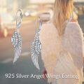 wholesale 925 Sterling Silver Angel Wing Dangle Earrings with Leverbacks for Women-0-5
