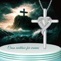 wholesale 925 Sterling Silver Mother of Pearl Cross Necklace for Women - April Birthstone Christian Jewelry-0-2