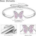 wholesale 925 Sterling Silver Pink Opal Inlay Butterfly Charm Chain Bracelet for Women-0-4